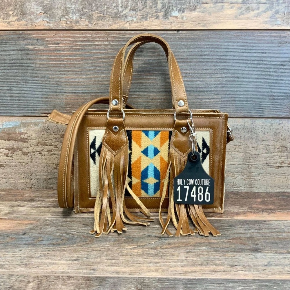Holy Cow  Couture Itty Bitty Tote Pendleton Crossbody Fringe Bag